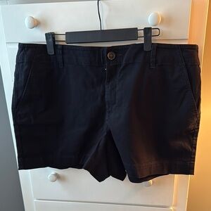 LOFT Black Bermuda Shorts Cotton Blend Flat Front